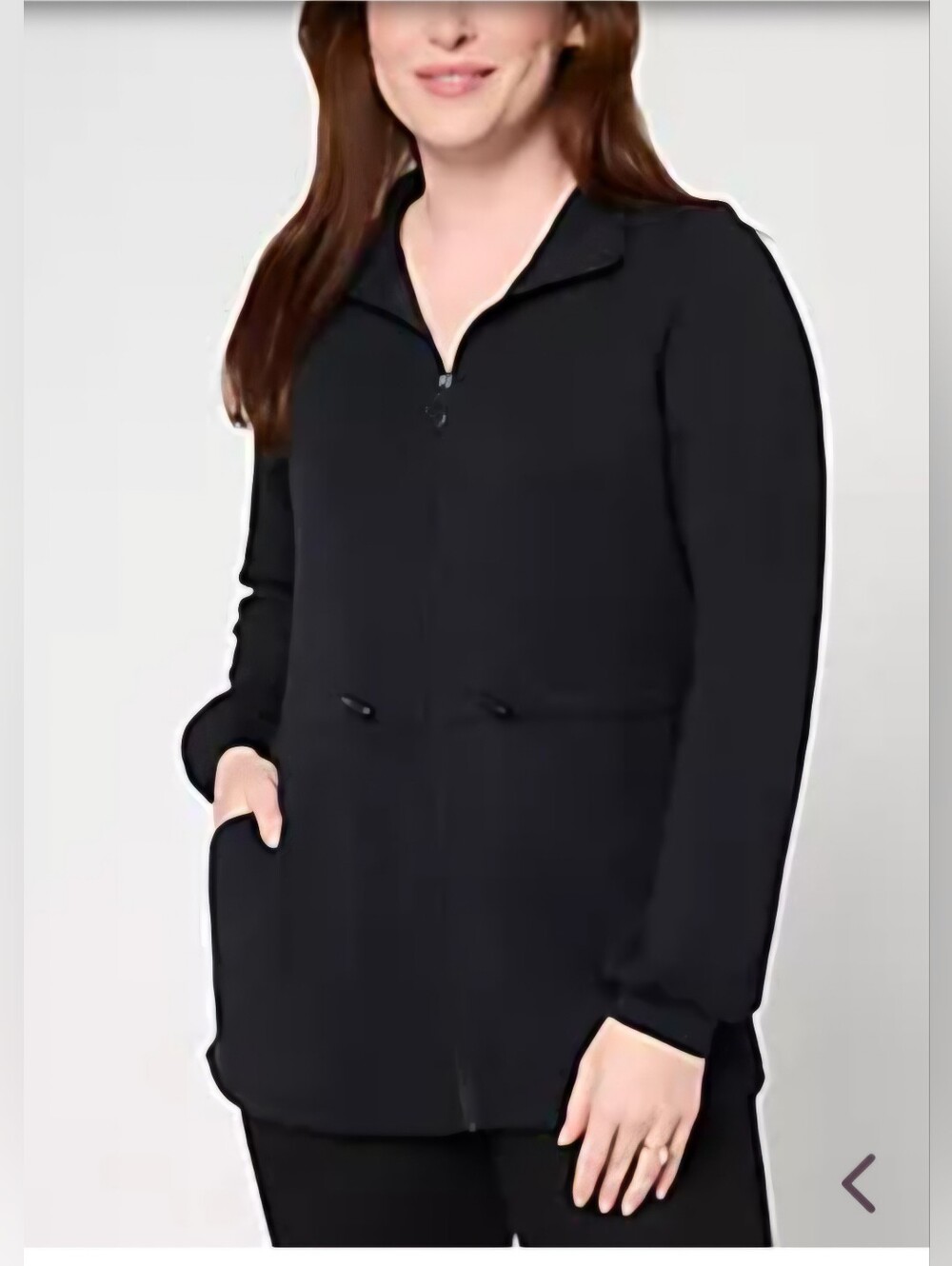 ScubaLuxe Black Cinch Waist Zip-Front Jacket New XS